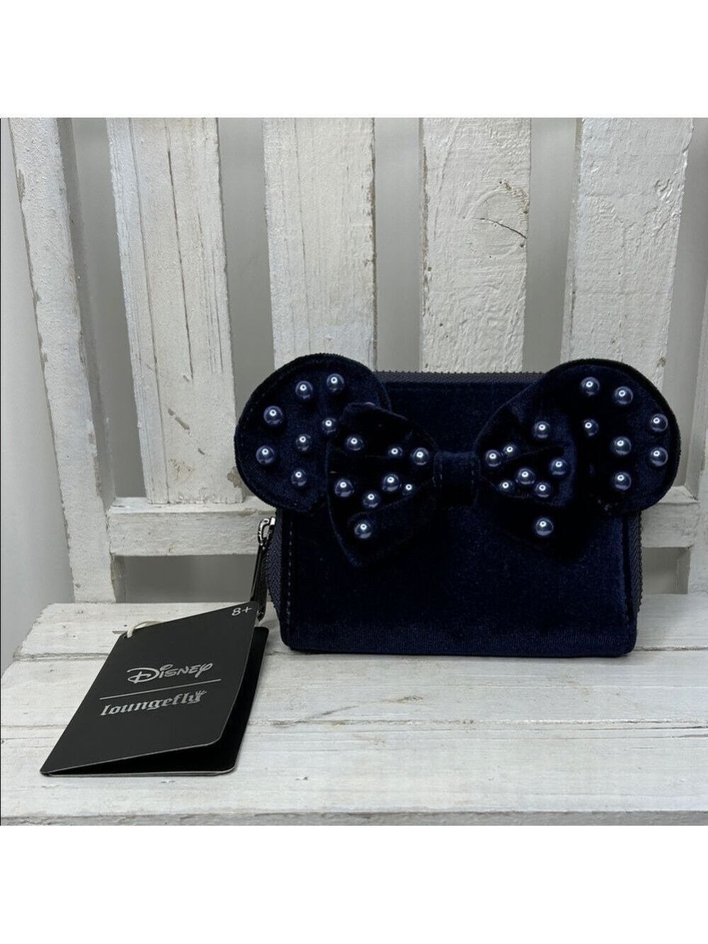 Loungefly Disney Minnie Mouse Velvet Pearl Ears Zip Wallet